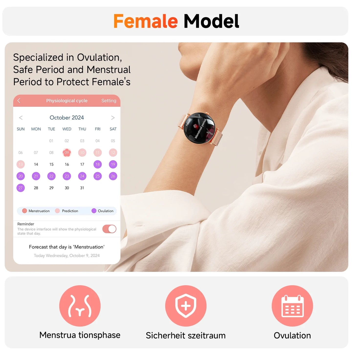 【Amoled】 42Mm Smart Watch for Women, Fits for Android and Iphone Devices,With IP68 Waterproof/150+ Sport Modes，Perfect Gift，2 Straps（Gold）