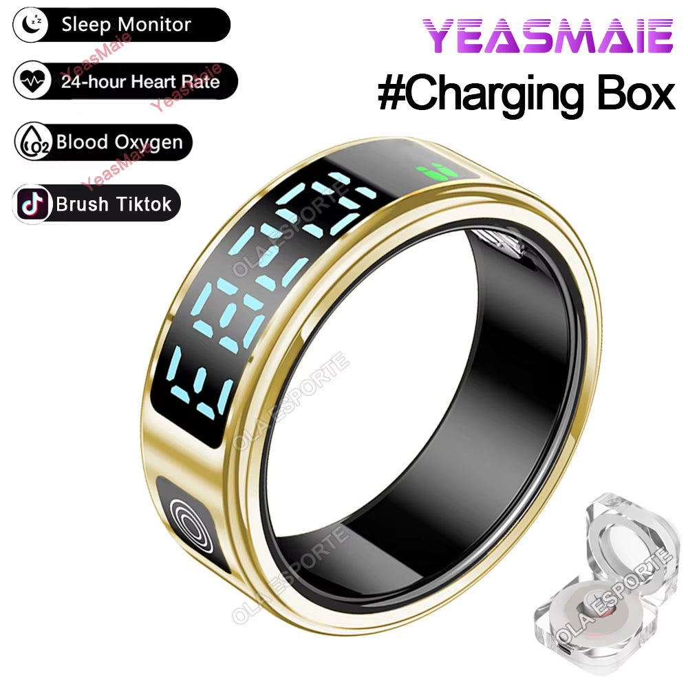 2025 Smart Ring LED Touch Display Screen Gesture Swipe Video Heart Rate Health Monitoring 5ATM Waterproof Smart Rings Men Women