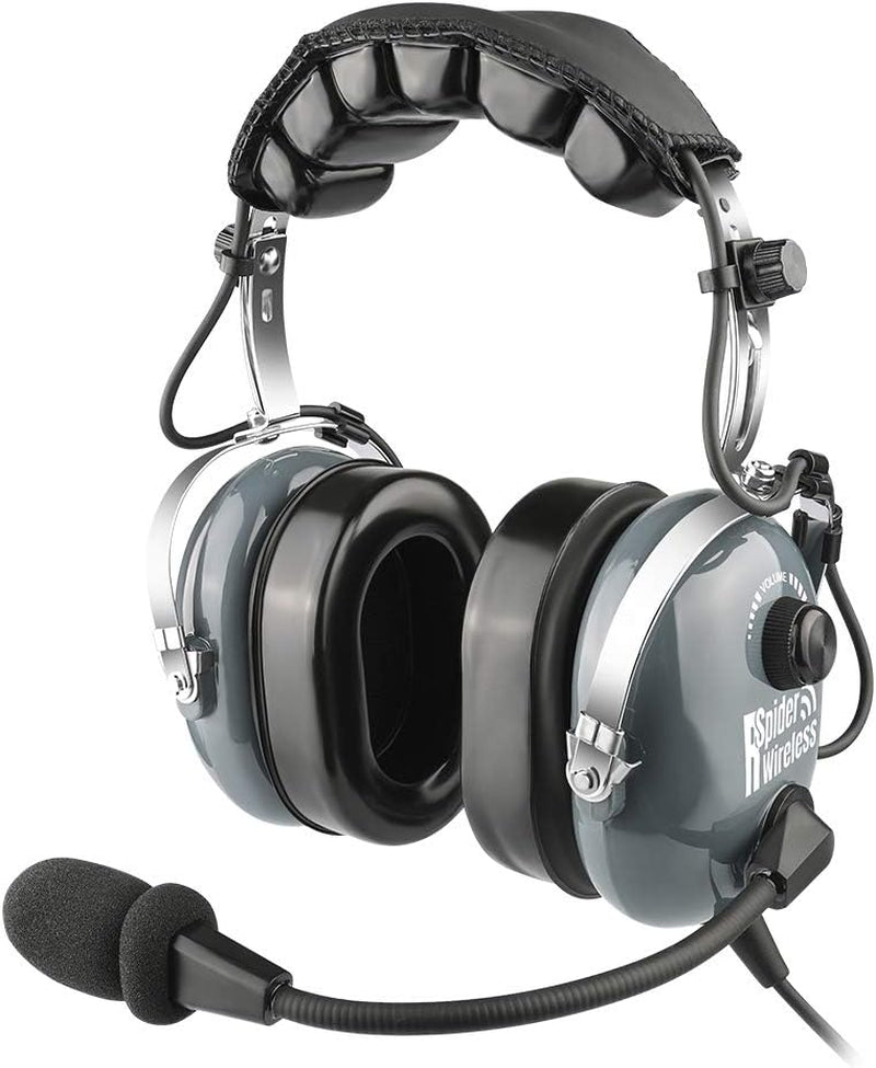 Aviation Pilot Headset, Comfortable Gel Ear Seals Headset, Passive Noise Cancelling, Aux Inputs, Dual Plug and Carrying Case(Grey)