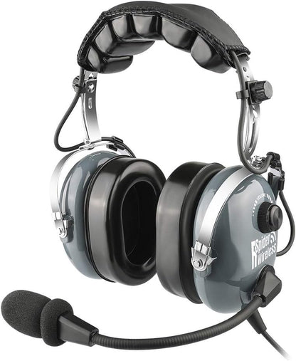 Aviation Pilot Headset, Comfortable Gel Ear Seals Headset, Passive Noise Cancelling, Aux Inputs, Dual Plug and Carrying Case(Grey)