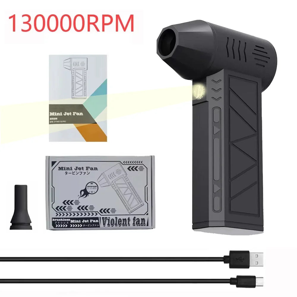 Mini Turbo Jet Fan Electric Air Duster with 1&3 Gear Adjustable Speed 130000RPM 52M/S Car Computer Cleaning Blower Tool Kit