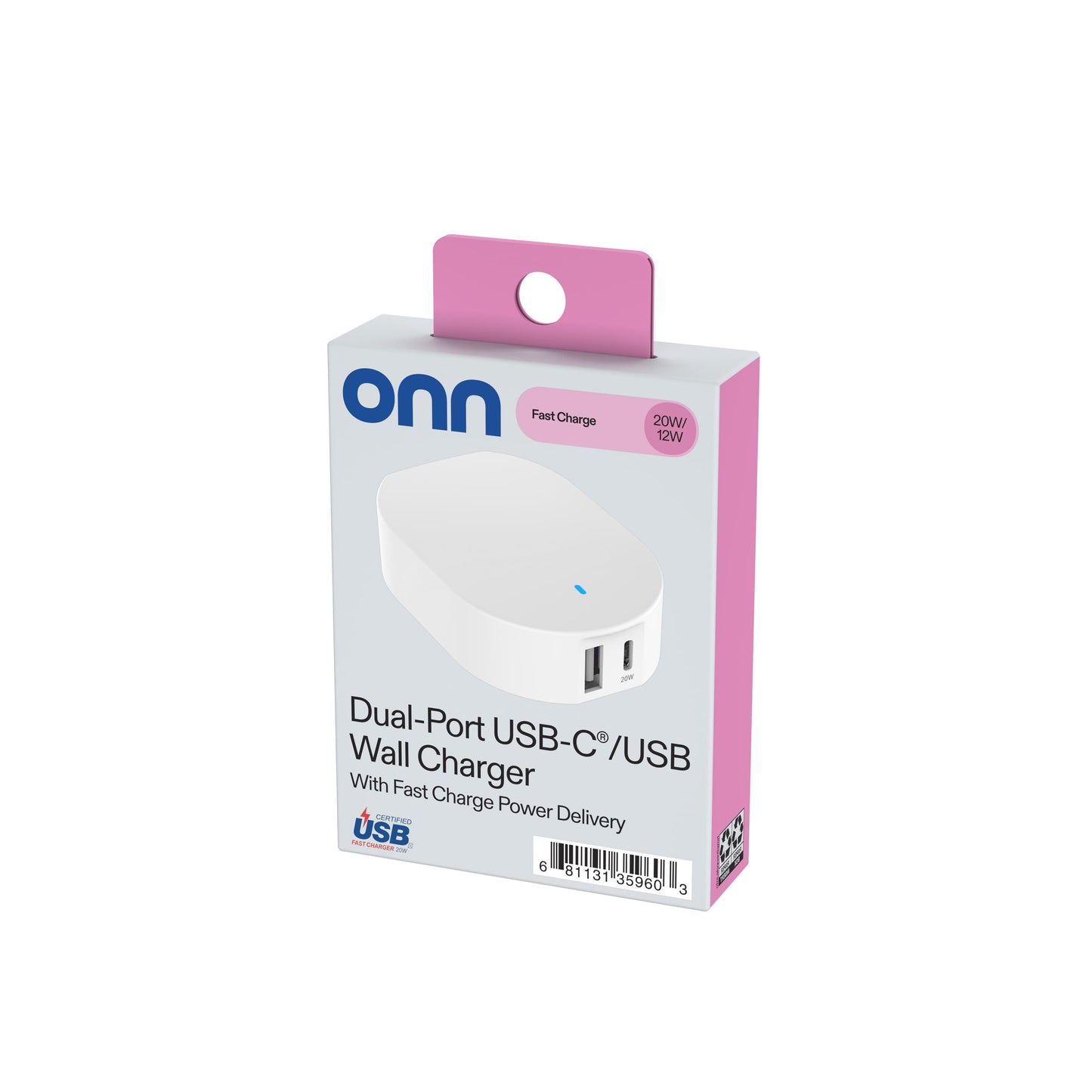 (2 Pack)  32W Dual USB-C and USB-A Port Wall Charger, Fast Charging, USB-IF Certified, Foldable Plug, White - Compatible with Iphone, Samsung Galaxy, Note, Pixel Devices Ipad Pro, & More