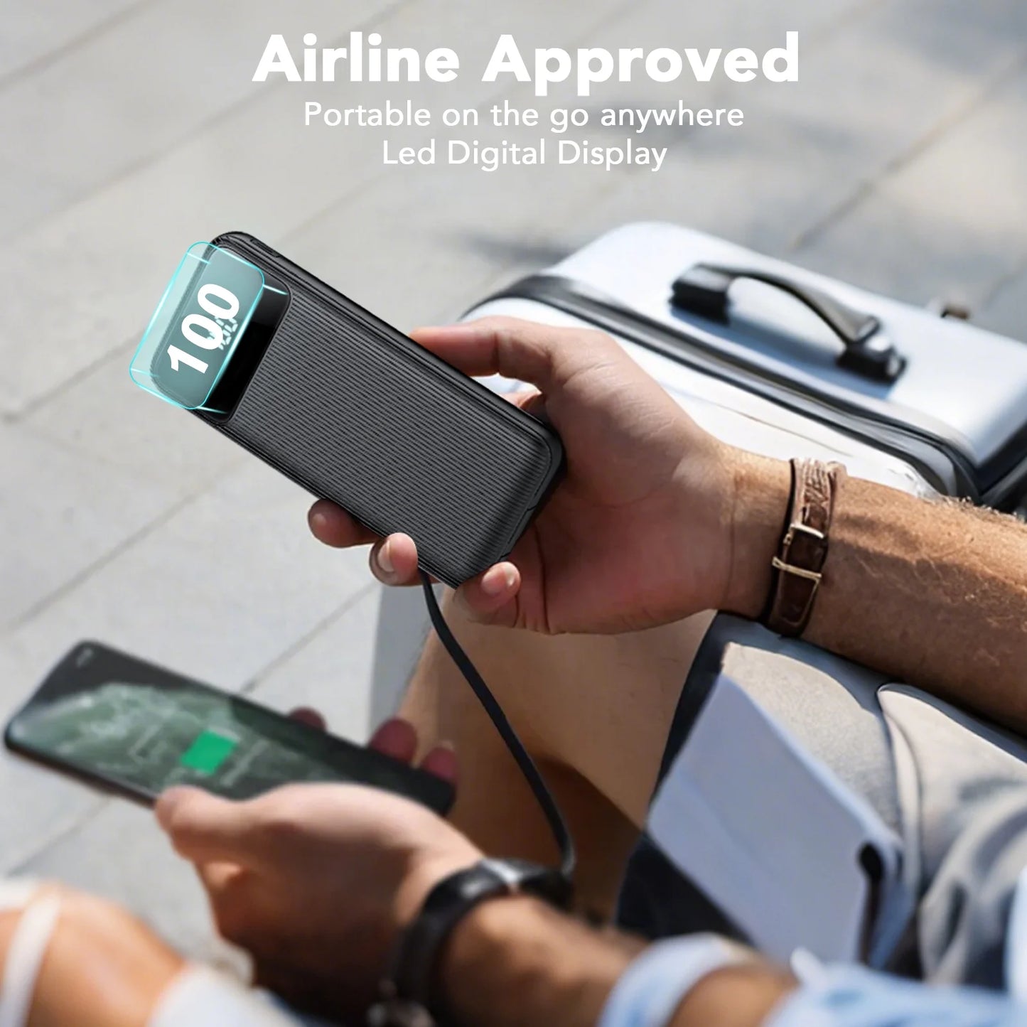 10,000Mah Portable Charger with Built-In Cables,22.5W Fast Portable Charger Power Bank with USB-C, Battery Pack with LED Display Compatible with Iphone and Android Phone,Hiking,Travel Essentials