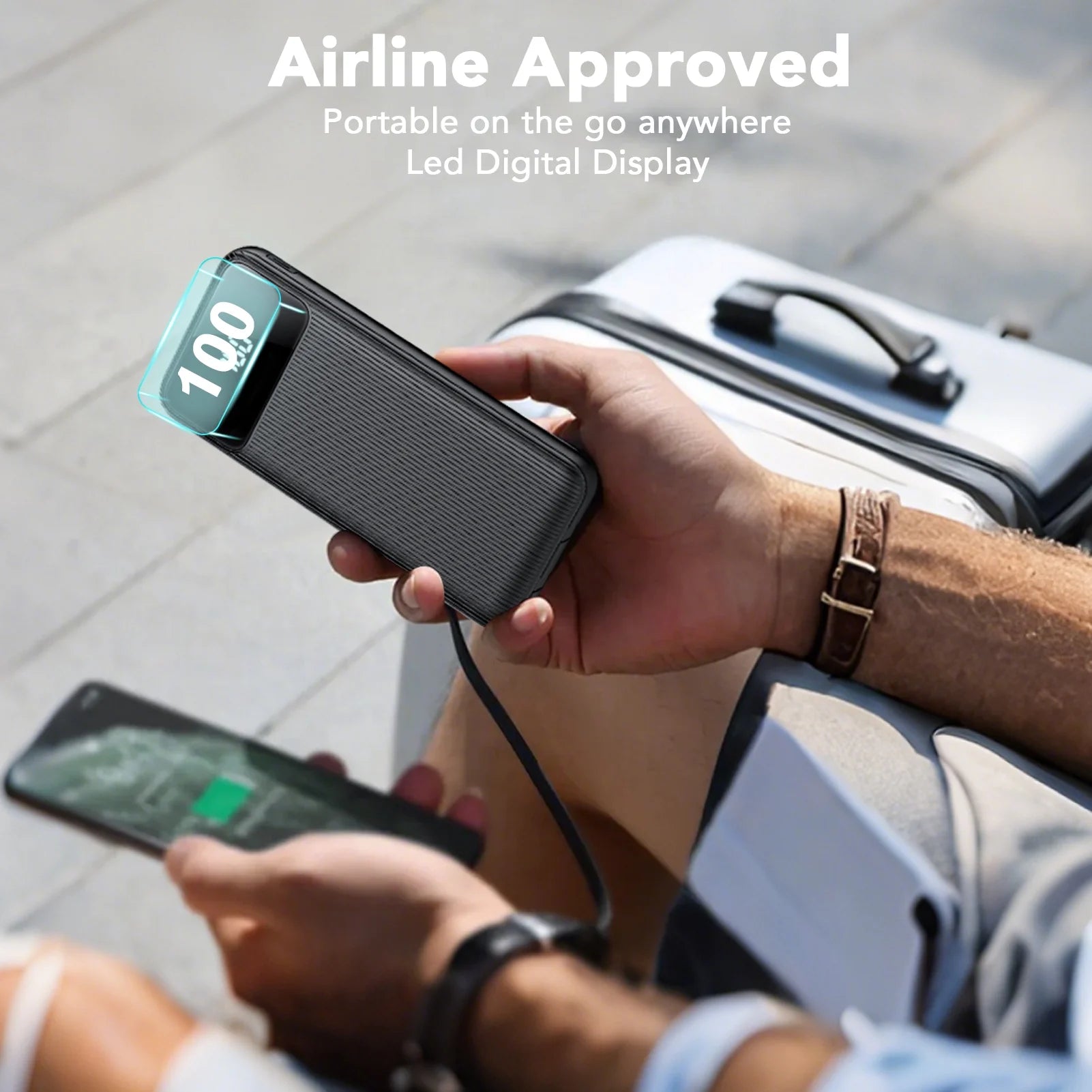 10,000Mah Portable Charger with Built-In Cables,22.5W Fast Portable Charger Power Bank with USB-C, Battery Pack with LED Display Compatible with Iphone and Android Phone,Hiking,Travel Essentials