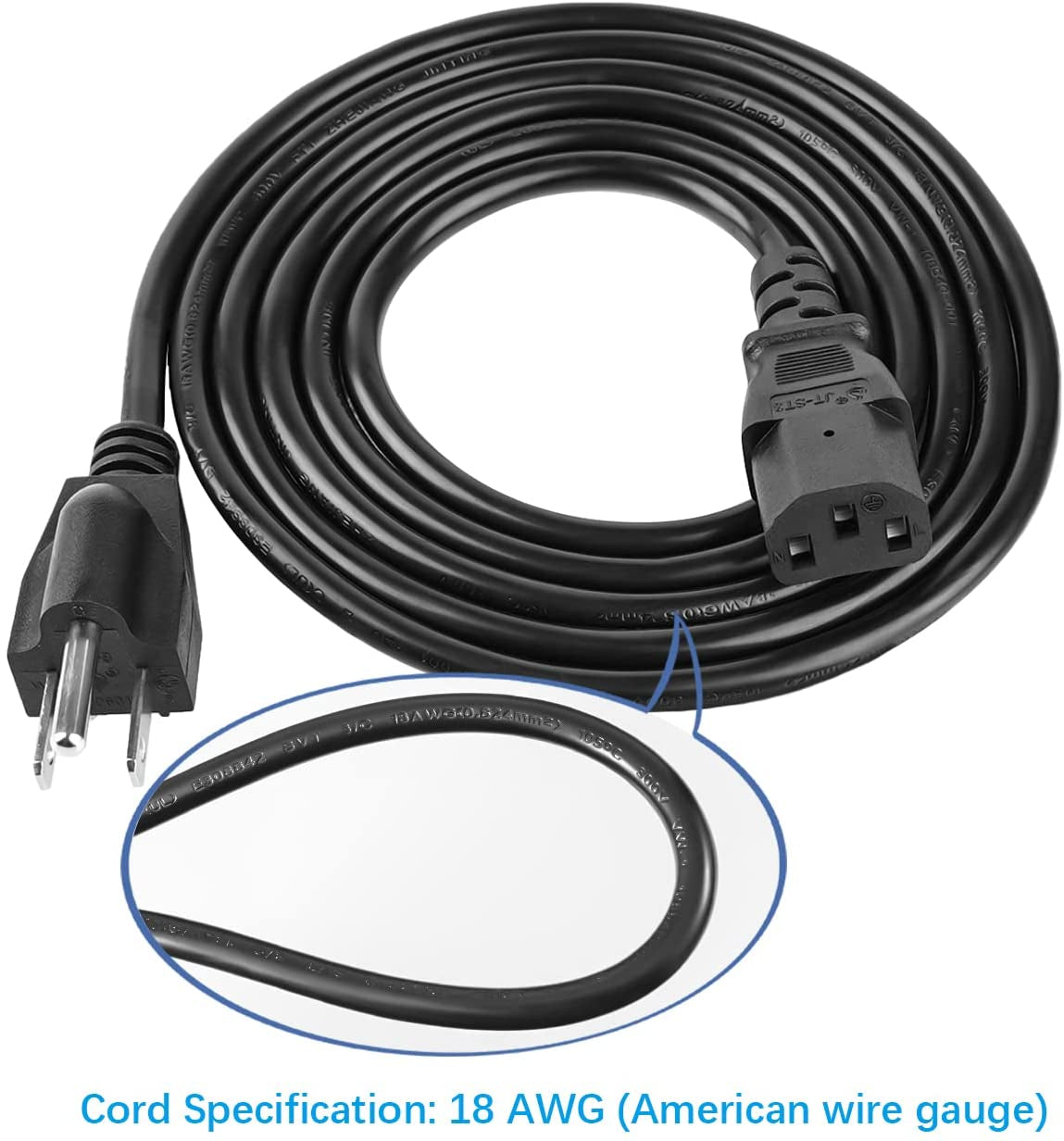 3 Prong Power Cord for Vizio TV, Vizio VX32L VW32L VX37L VW26L VA6 VMM26 LCD TV Power Cable