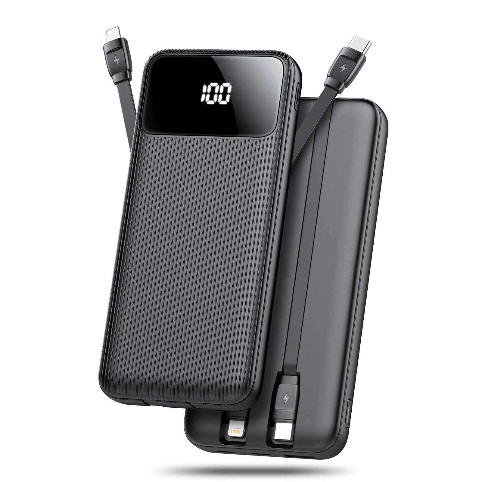 10,000Mah Portable Charger with Built-In Cables,22.5W Fast Portable Charger Power Bank with USB-C, Battery Pack with LED Display Compatible with Iphone and Android Phone,Hiking,Travel Essentials