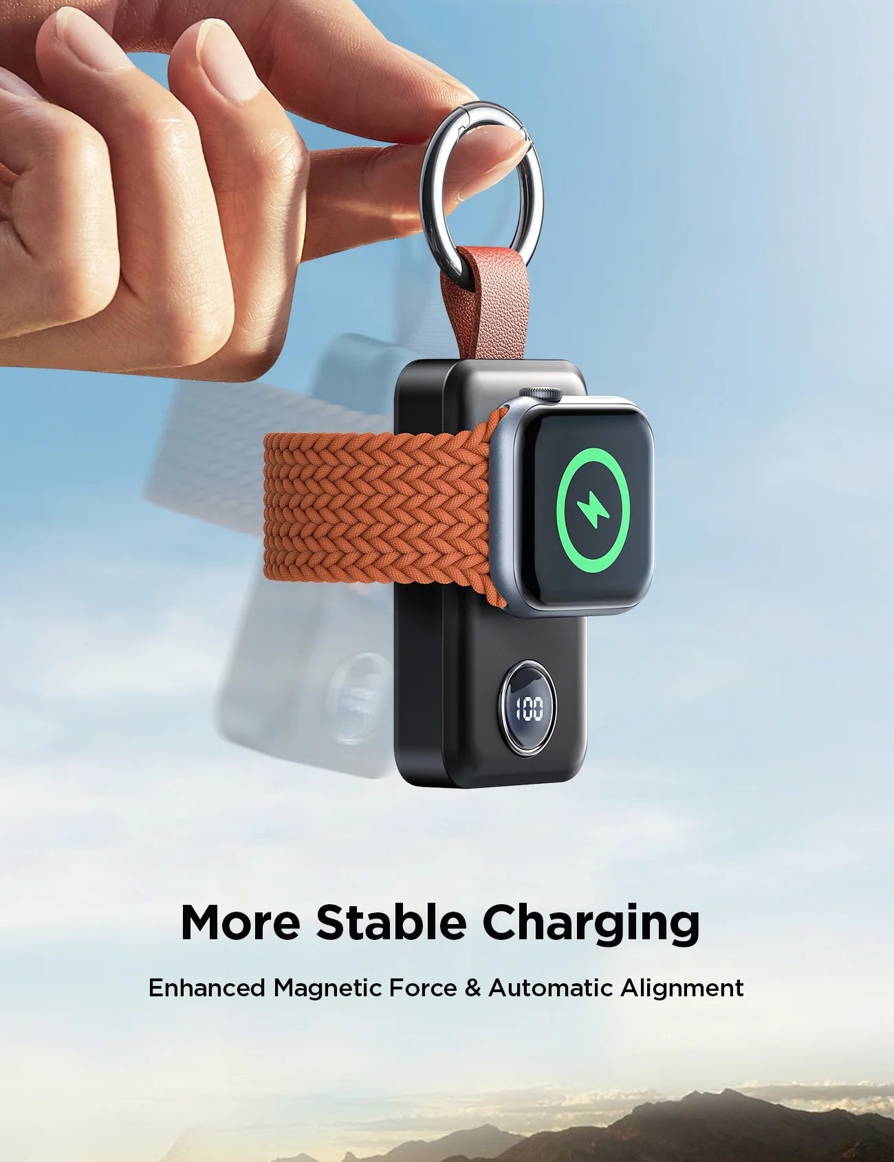 Portable Charger for Apple Watch, 2000Mah Magnetic Wireless Fast Charger Power Bank Keychain, Compatible for Iwatch Series 11/10/9/8/7/6/5/Se/4/3/2/Ultra, Black