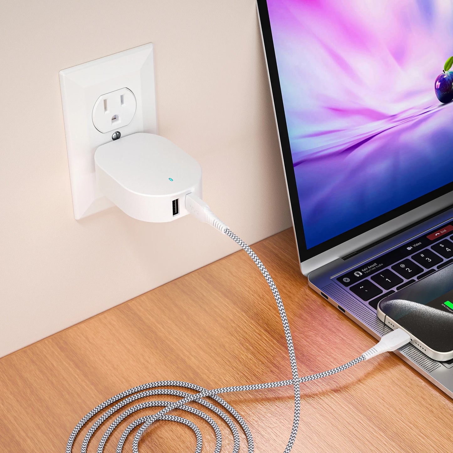 (2 Pack)  32W Dual USB-C and USB-A Port Wall Charger, Fast Charging, USB-IF Certified, Foldable Plug, White - Compatible with Iphone, Samsung Galaxy, Note, Pixel Devices Ipad Pro, & More