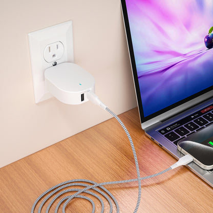 (2 Pack)  32W Dual USB-C and USB-A Port Wall Charger, Fast Charging, USB-IF Certified, Foldable Plug, White - Compatible with Iphone, Samsung Galaxy, Note, Pixel Devices Ipad Pro, & More