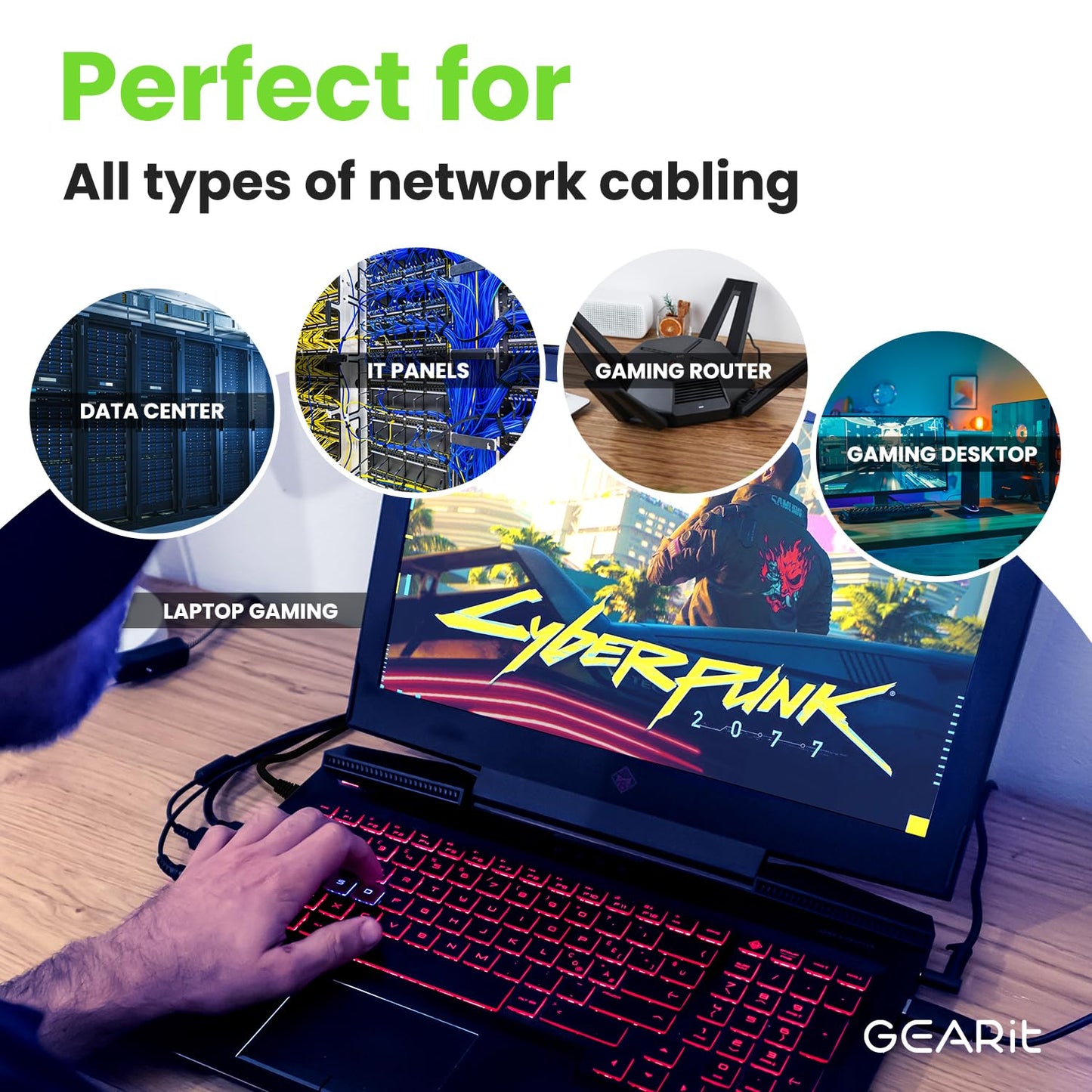 Cat 6 Ethernet Cable Pack - 24-Pack 7 Ft Cat6 Ethernet Patch Cables | RJ45 Network Patch Cable, 10 Gbps Snagless Gold-Plated Connectors - Ethernet Cable Cat 6 for PC, TV, Router - Black