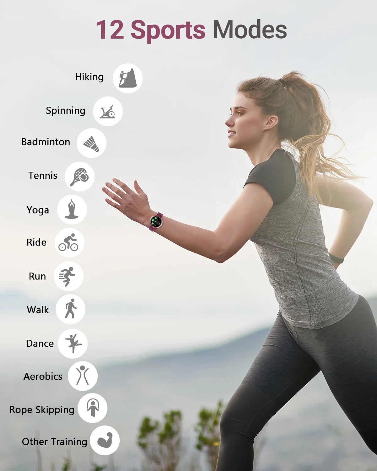 Smart Watch for Women Waterproof Purple, Small, round Women'S Watch Compatible with Iphone Android Phones Fitness Tracker Watch with Heart Rate Monitor Pedometer Sleep Tracker