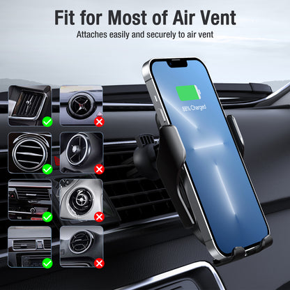 R2 Fast Wireless Charging Air Vent Iphone Samsung Car Mounts with Type-C Cable