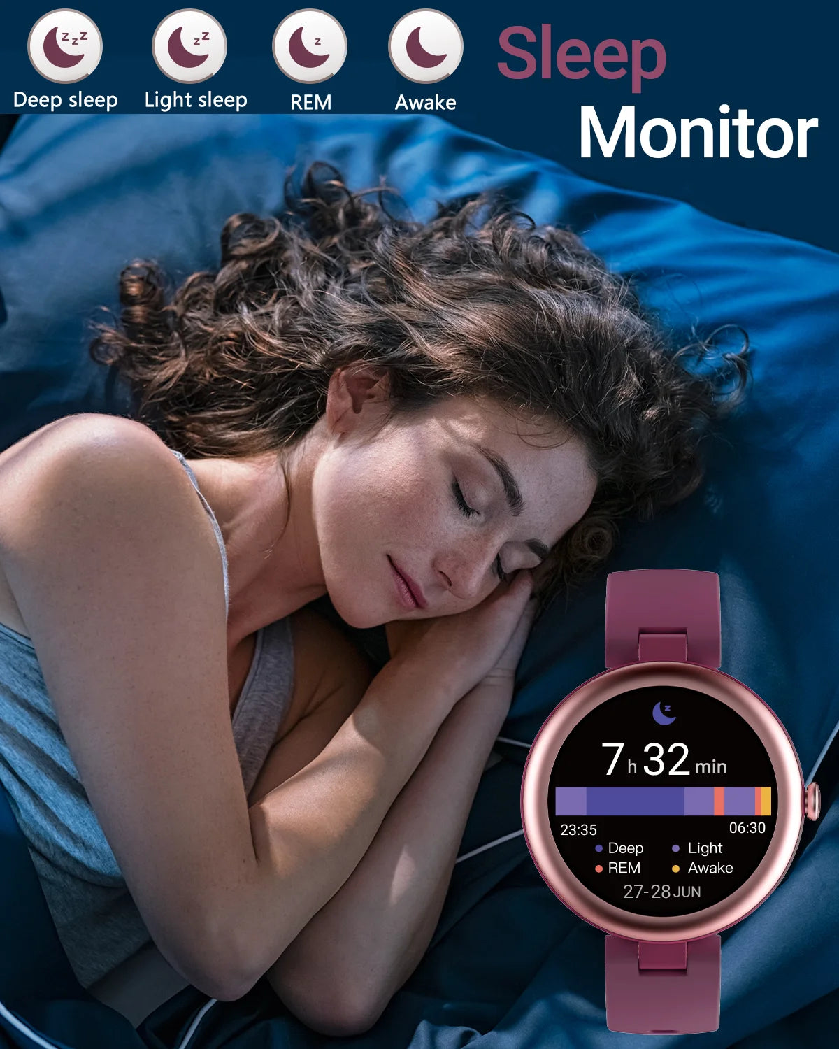 Smart Watch for Women Waterproof Purple, Small, round Women'S Watch Compatible with Iphone Android Phones Fitness Tracker Watch with Heart Rate Monitor Pedometer Sleep Tracker