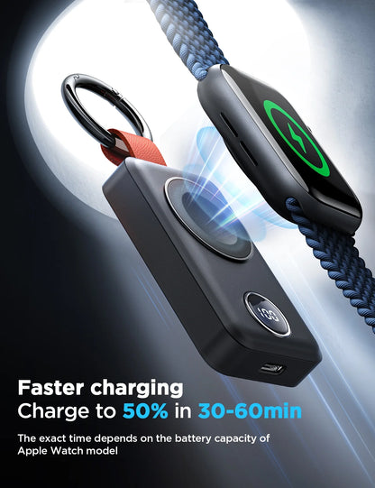 Portable Charger for Apple Watch, 2000Mah Magnetic Wireless Fast Charger Power Bank Keychain, Compatible for Iwatch Series 11/10/9/8/7/6/5/Se/4/3/2/Ultra, Black