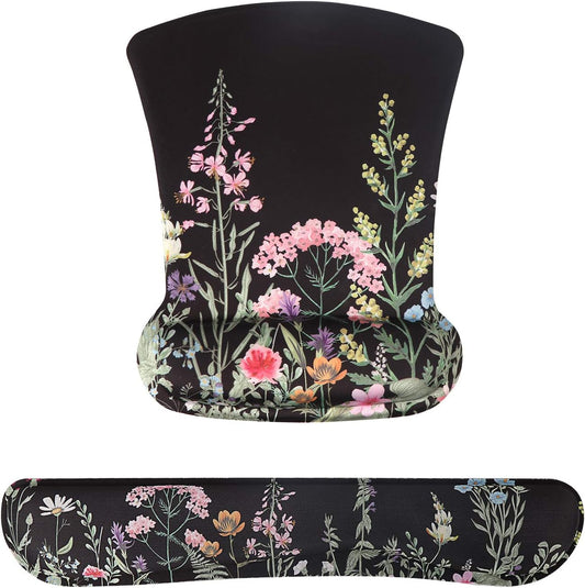 Mouse Pad and Keyboard Wrist Rest, Wrist Rest for Computer Keyboard, Made of Memory Foam with Wrist Support, Easy Typing and Relieve Wrist Pain Keyboard Pad for Computer, Office (B-Weeds)