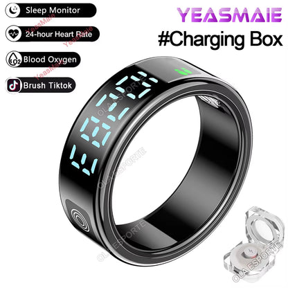 2025 Smart Ring LED Touch Display Screen Gesture Swipe Video Heart Rate Health Monitoring 5ATM Waterproof Smart Rings Men Women