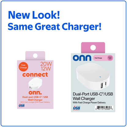 (2 Pack)  32W Dual USB-C and USB-A Port Wall Charger, Fast Charging, USB-IF Certified, Foldable Plug, White - Compatible with Iphone, Samsung Galaxy, Note, Pixel Devices Ipad Pro, & More