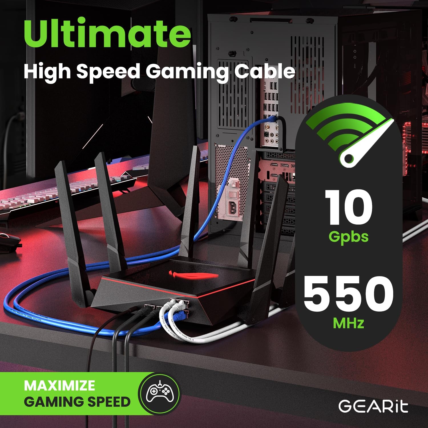 Cat 6 Ethernet Cable Pack - 24-Pack 7 Ft Cat6 Ethernet Patch Cables | RJ45 Network Patch Cable, 10 Gbps Snagless Gold-Plated Connectors - Ethernet Cable Cat 6 for PC, TV, Router - Black