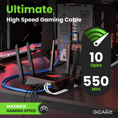 Cat 6 Ethernet Cable Pack - 24-Pack 7 Ft Cat6 Ethernet Patch Cables | RJ45 Network Patch Cable, 10 Gbps Snagless Gold-Plated Connectors - Ethernet Cable Cat 6 for PC, TV, Router - Black