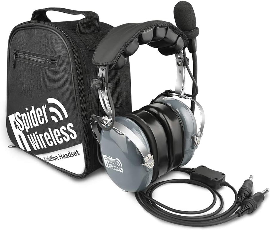 Aviation Pilot Headset, Comfortable Gel Ear Seals Headset, Passive Noise Cancelling, Aux Inputs, Dual Plug and Carrying Case(Grey)
