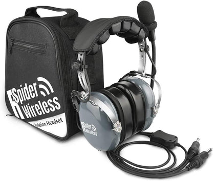 Aviation Pilot Headset, Comfortable Gel Ear Seals Headset, Passive Noise Cancelling, Aux Inputs, Dual Plug and Carrying Case(Grey)