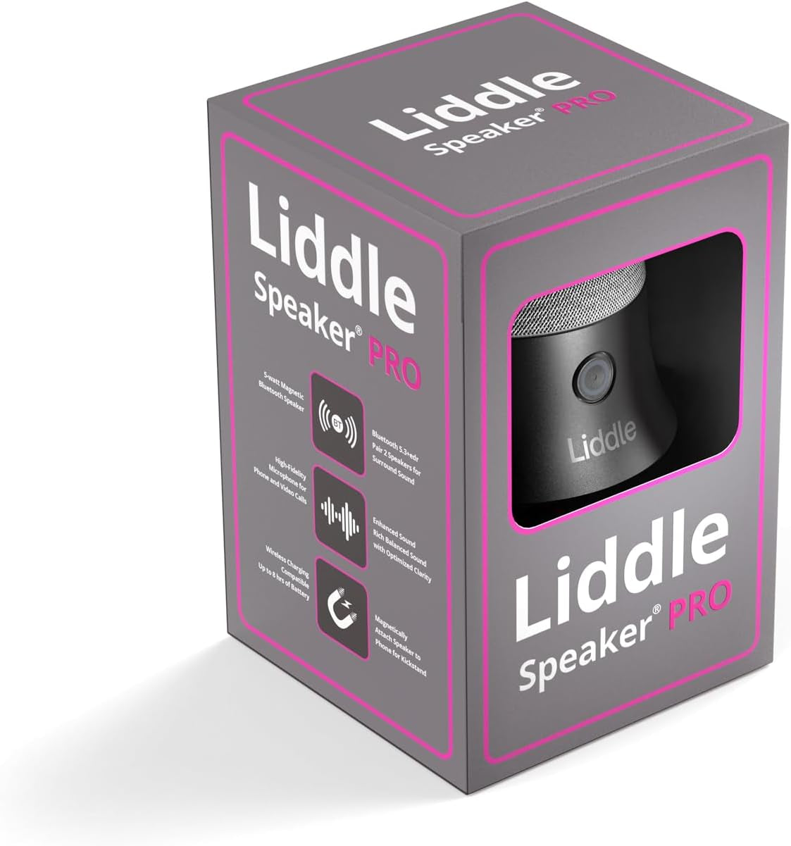 Liddle Speaker Pro - Magnetic Portablebluetooth Speaker with Microphone for Iphone 12/13/14/15/16-5W Wireless Audio, 8-Hour Battery, Water-Resistant - Magnetic Attach to Anywhere (Black)
