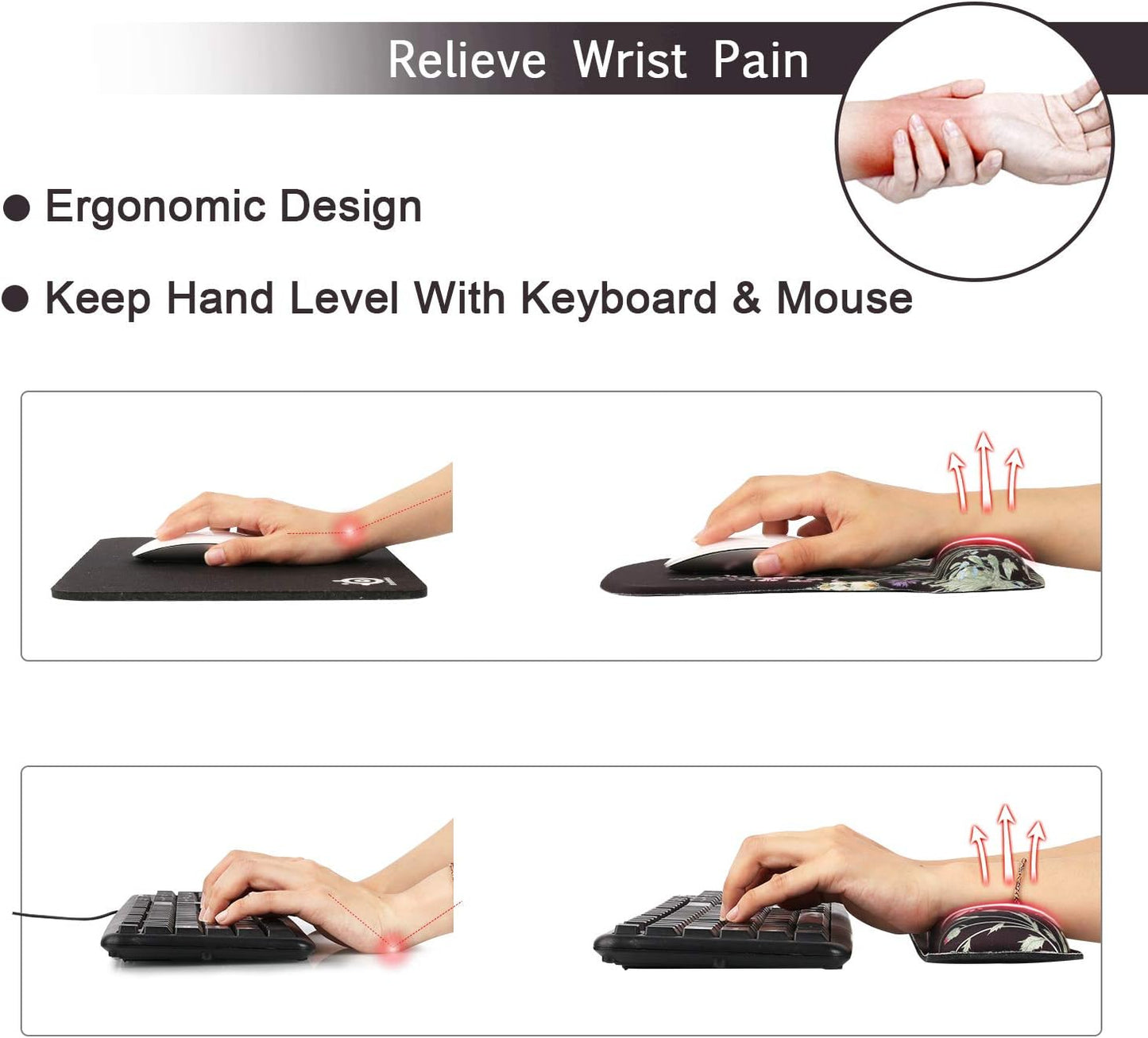 Mouse Pad and Keyboard Wrist Rest, Wrist Rest for Computer Keyboard, Made of Memory Foam with Wrist Support, Easy Typing and Relieve Wrist Pain Keyboard Pad for Computer, Office (B-Weeds)